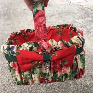 Handmade Christmas Fabric Gift Basket 9"